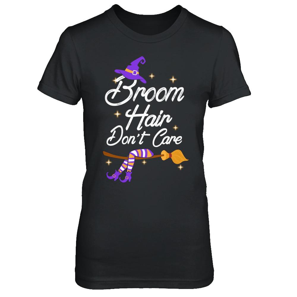 Broom Hair Don't Care Witch Halloween-T-Shirt & Hoodie-Women's T-Shirt-Black