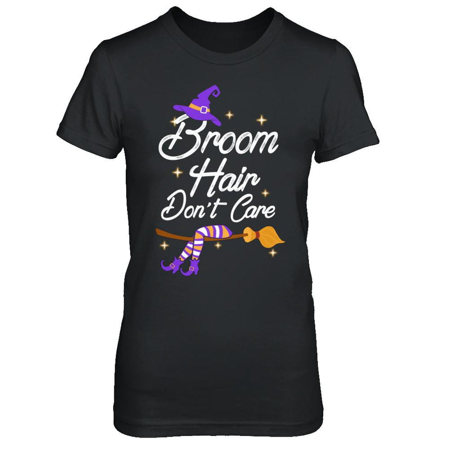 Broom Hair Don't Care Witch Halloween-T-Shirt & Hoodie-Women's T-Shirt-Black