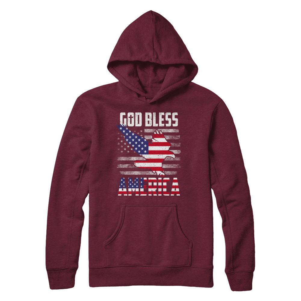 Patriotic God Bless America Flag Eagle 4Th Of July-T-Shirt & Hoodie-Pullover Hoodie-Maroon