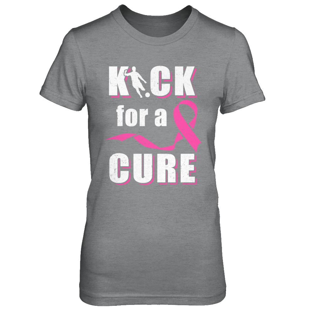 Kick For A Cure Soccer Pink Breast Cancer Awareness-T-Shirt & Hoodie-Women's T-Shirt-Sport Grey