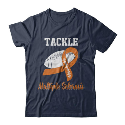 Football Survivor Tackle Orange Multiple Sclerosis Awareness-T-Shirt & Hoodie-Classic T-Shirt-Navy