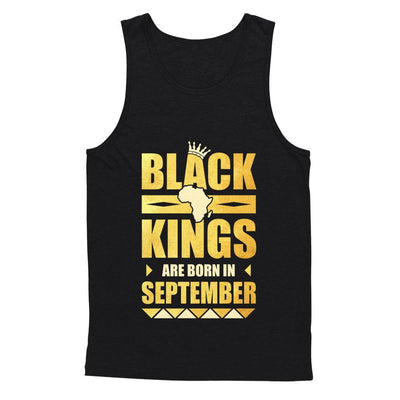 Black Kings Are Born In September Birthday-T-Shirt & Hoodie-Unisex Tank-Black