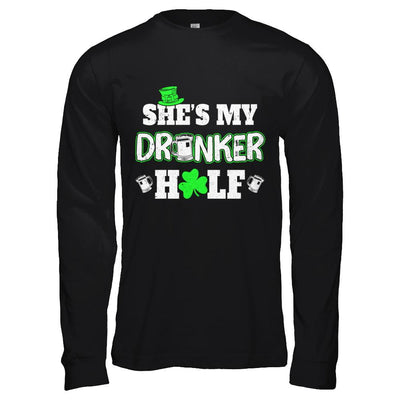 She's My Drunker Half St Patrick's Day Couples-T-Shirt & Hoodie-Long Sleeve T-Shirt-Black