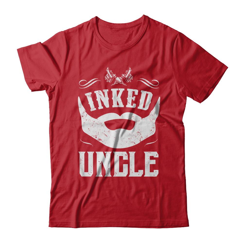 Inked Uncle Bearded Man Tattooed Tattoos-T-Shirt & Hoodie-Classic T-Shirt-Red