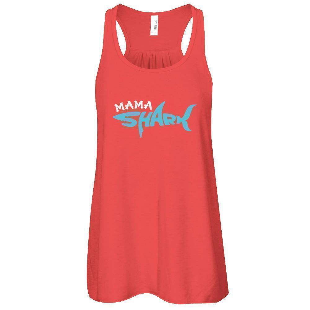 Mama Shark Lovers Best Mom-T-Shirt & Tank Top-Women's Flowy Racerback Tank-Red