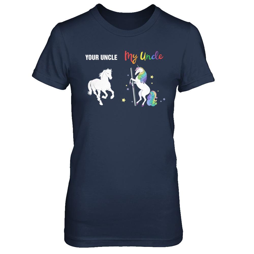 Your Uncle My Uncle Unicorn Funny LGBT Gay Pride-T-Shirt & Hoodie-Women's T-Shirt-Navy