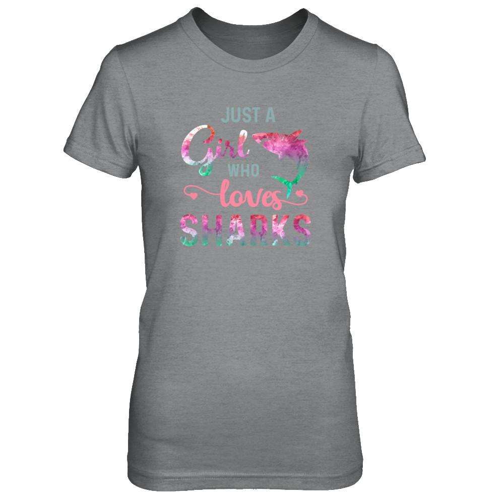Just A Girl Who Loves Sharks Shark Lover-T-Shirt & Tank Top-Women's T-Shirt-Sport Grey