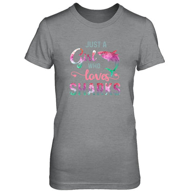 Just A Girl Who Loves Sharks Shark Lover-T-Shirt & Tank Top-Women's T-Shirt-Sport Grey