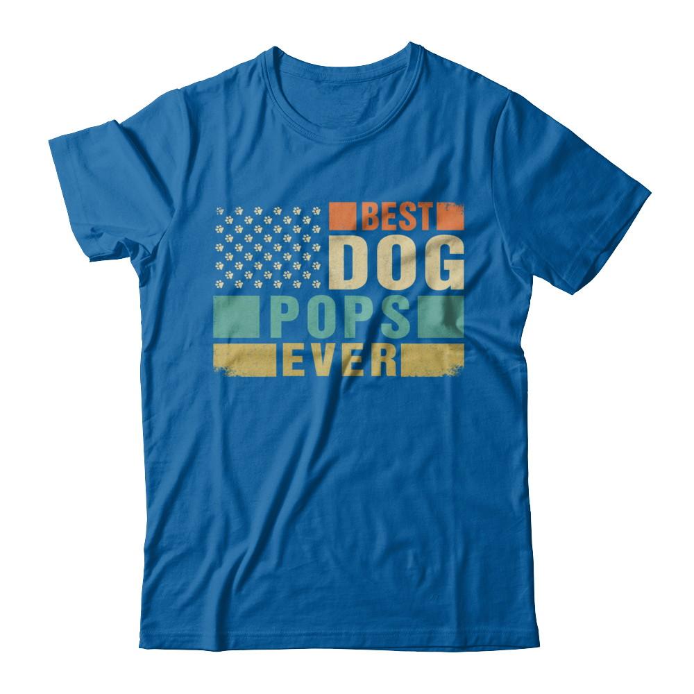 Vintage Retro BEST DOG POPS EVER American Flag Fathers Day-T-Shirt & Hoodie-Classic T-Shirt-Royal