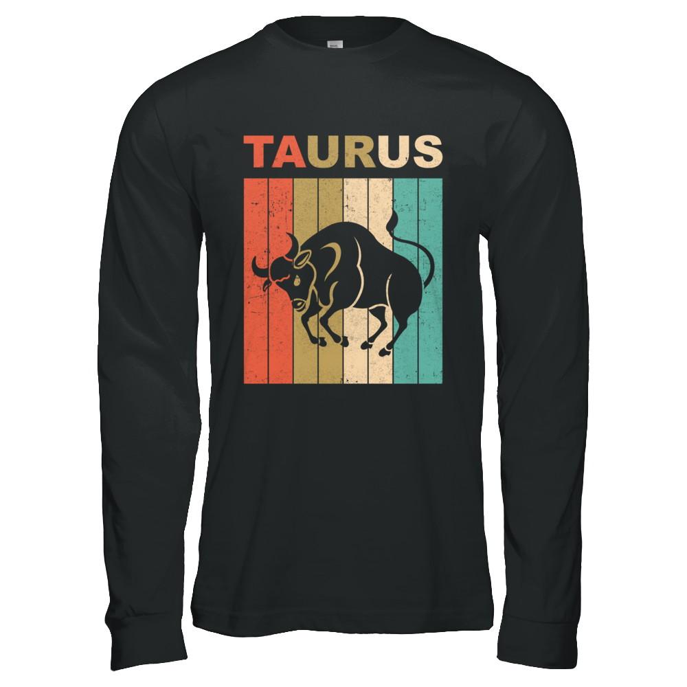 Vintage Taurus Zodiac April May Birthday Gift-T-Shirt & Hoodie-Long Sleeve T-Shirt-Black