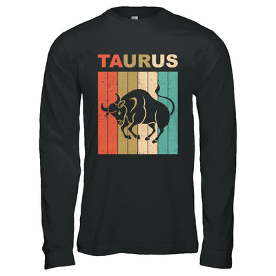 Vintage Taurus Zodiac April May Birthday Gift-T-Shirt & Hoodie-Long Sleeve T-Shirt-Black