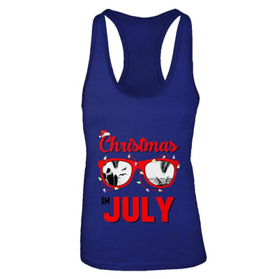 July In Christmas Santa Hat Sunglasses Summer Vacation-T-Shirt & Tank Top-Women's Ideal Racerback Tank-Royal