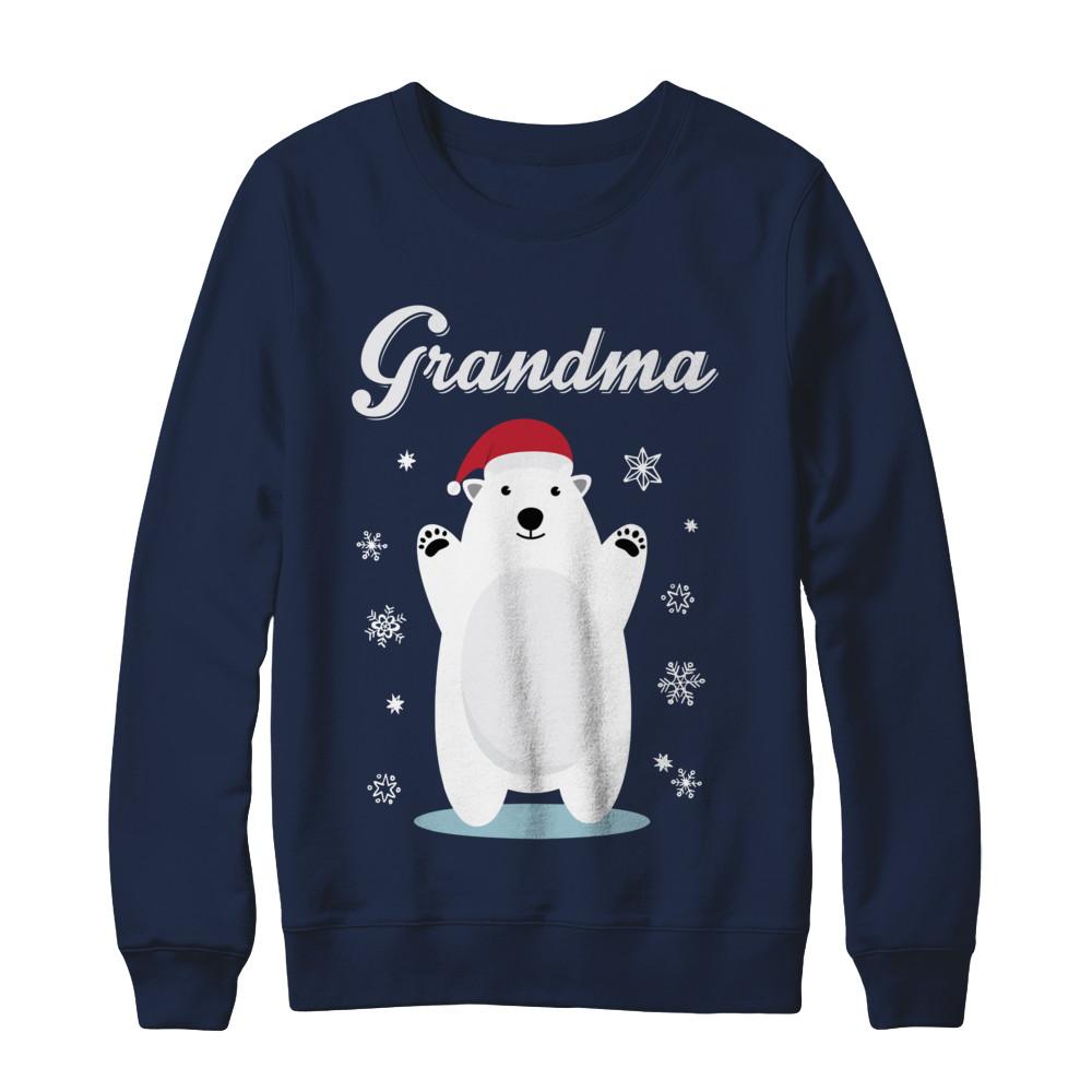 Grandma Bear Christmas Santa Pajamas-T-Shirt & Sweatshirt-Crewneck Sweatshirt-Navy