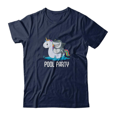 Pool Party Unicorn Float Funny Shark-T-Shirt & Tank Top-Classic T-Shirt-Navy
