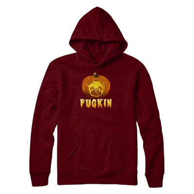Pugkin Funny Pumpkin Pug Halloween-T-Shirt & Hoodie-Pullover Hoodie-Maroon