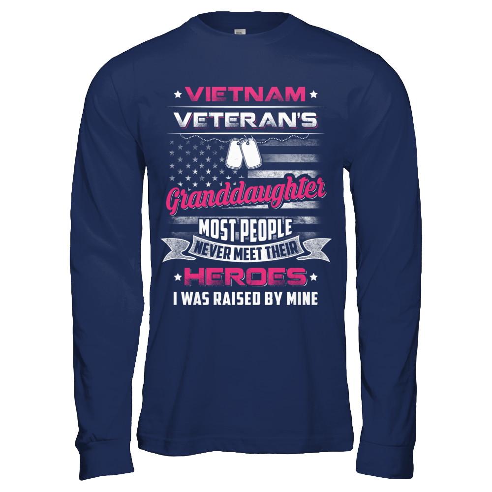 Vietnam Veteran's Granddaughter I Was Raised By Mine-T-Shirt & Hoodie-Long Sleeve T-Shirt-Navy