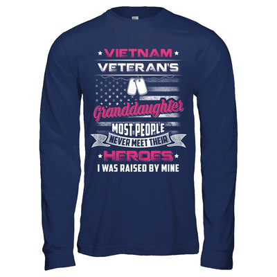 Vietnam Veteran's Granddaughter I Was Raised By Mine-T-Shirt & Hoodie-Long Sleeve T-Shirt-Navy