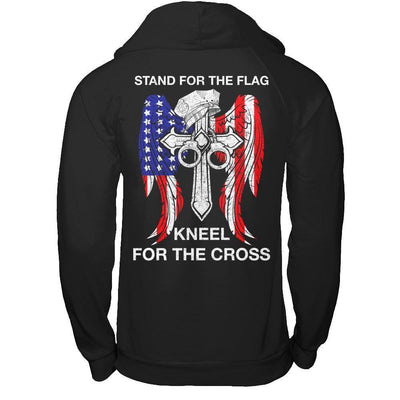 Police Stand For The Flag Kneel For The Cross-T-Shirt & Hoodie-Pullover Hoodie-Black