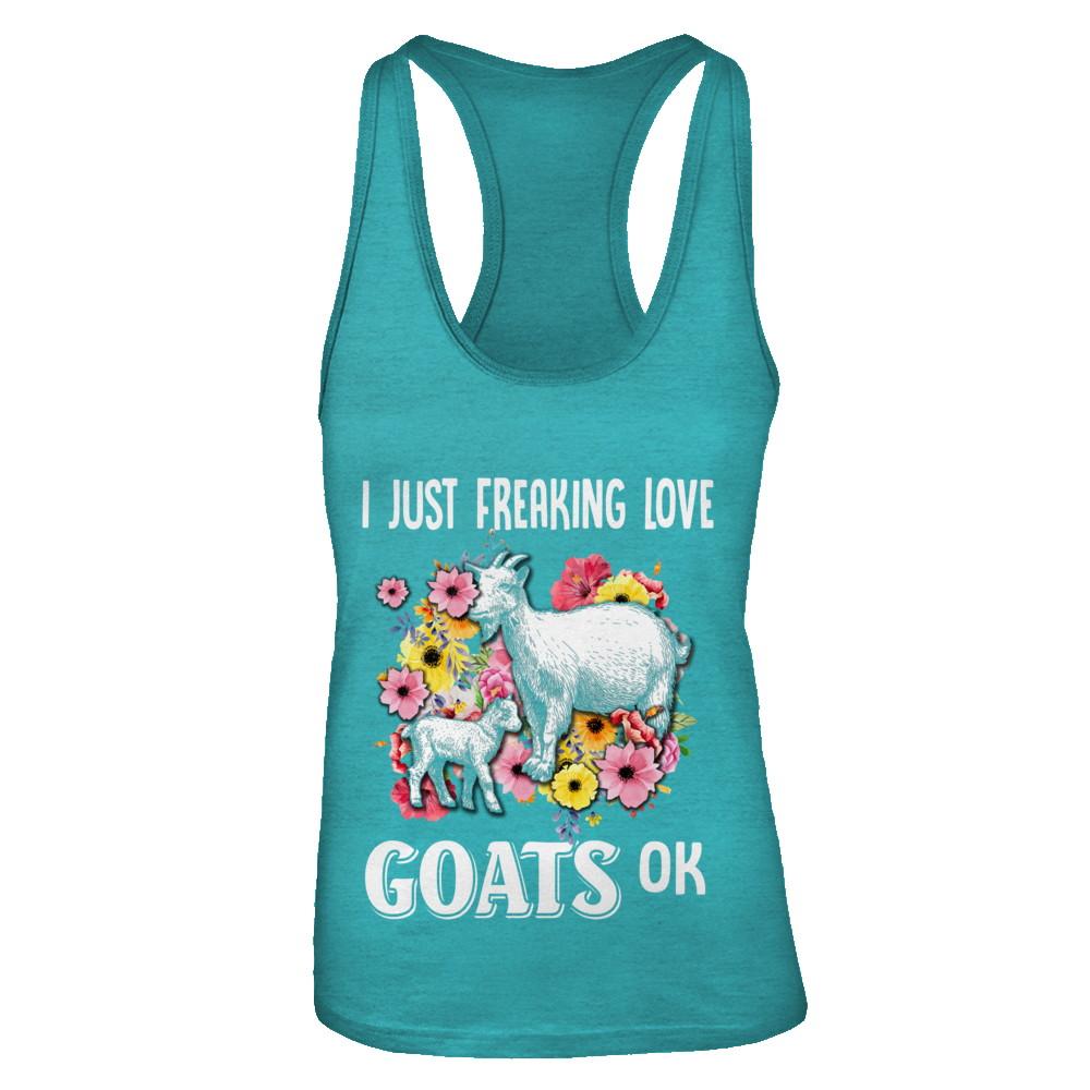 I Just Freaking Love Goats-T-Shirt & Tank Top-Women's Ideal Racerback Tank-Tahiti Blue
