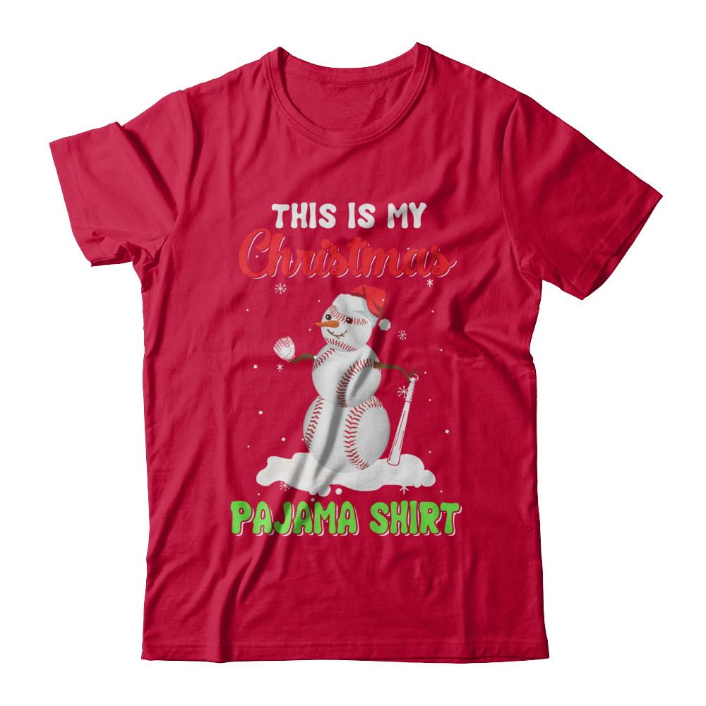 This Is My Christmas Pajama Xmas Snowman Baseball-T-Shirt & Sweatshirt-Classic T-Shirt-Red