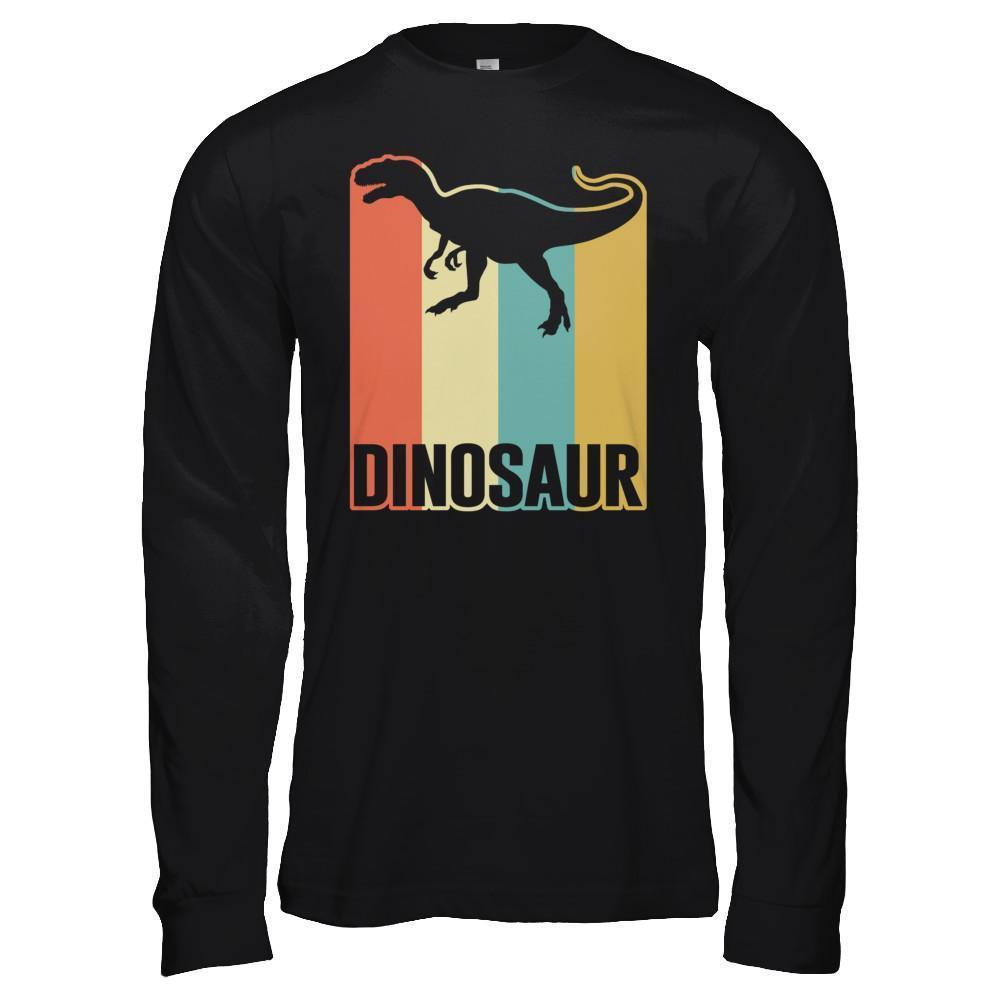 Classic Vintage Retro Style Dinosaur-T-Shirt & Hoodie-Long Sleeve T-Shirt-Black