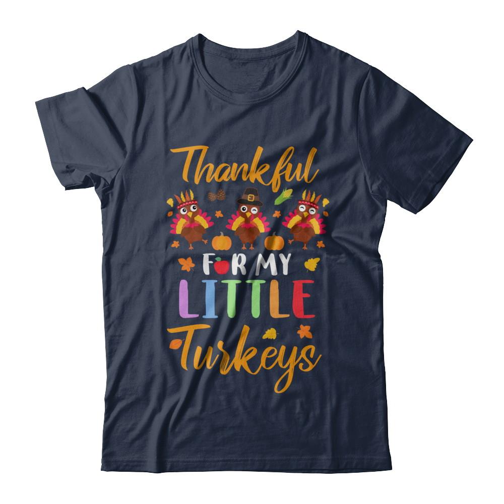 Thanksgiving Thankful For My Little Turkeys-T-Shirt & Sweatshirt-Classic T-Shirt-Navy
