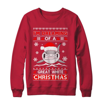I'm Dreaming Of A Great White Christmas Shark Sweater-T-Shirt & Sweatshirt-Crewneck Sweatshirt-Red