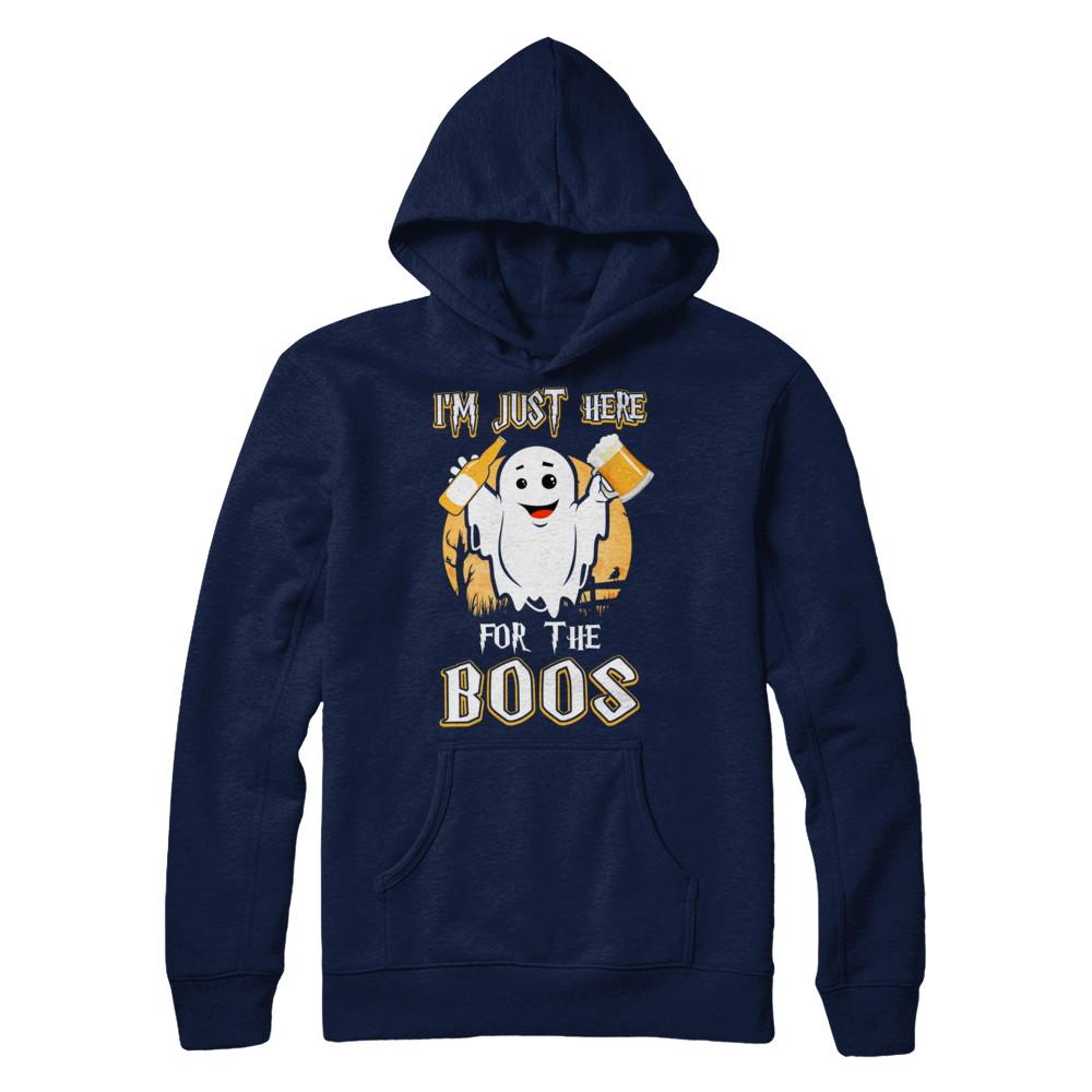 I'm Just Here For The Boos Halloween Beer-T-Shirt & Hoodie-Pullover Hoodie-Navy