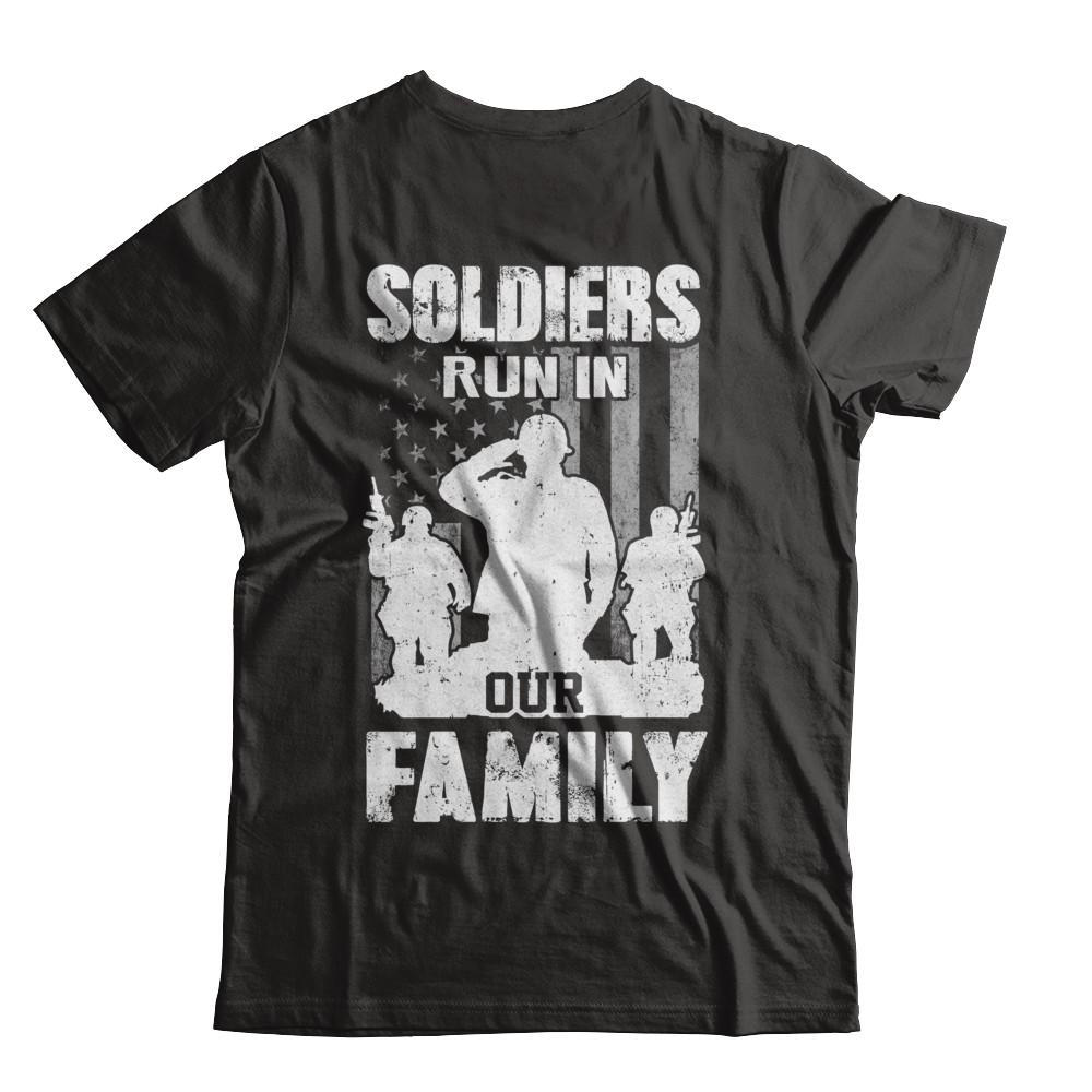 Soldiers Run In Our Family Veteran Dad Son-T-Shirt & Hoodie-Classic T-Shirt-Black