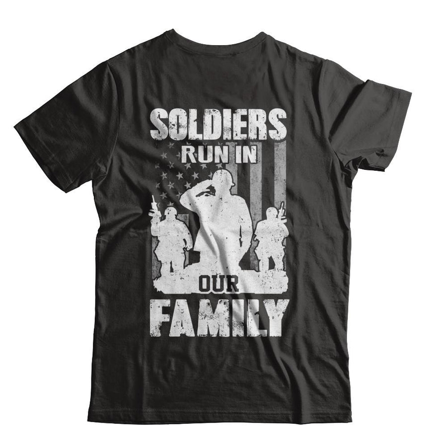 Soldiers Run In Our Family Veteran Dad Son-T-Shirt & Hoodie-Classic T-Shirt-Black