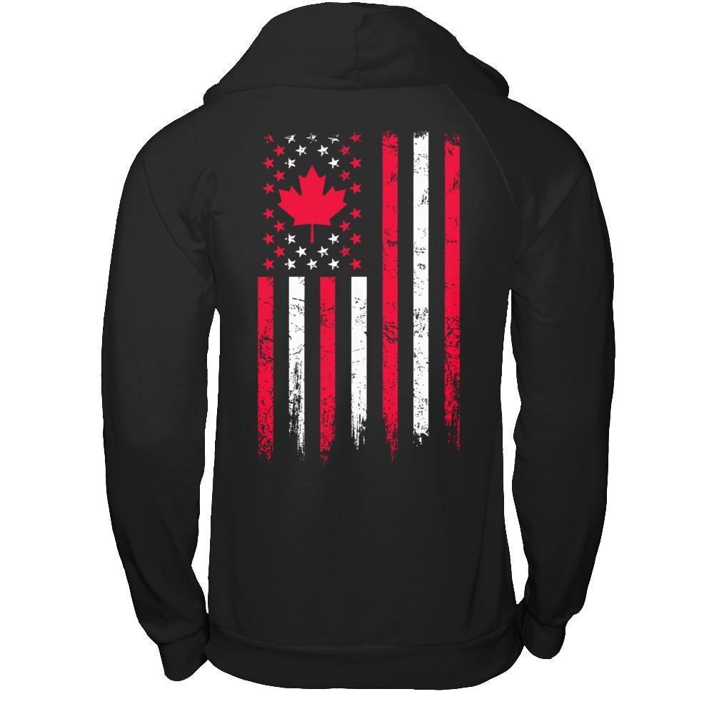 American Canadian Flag Canada Pride Heritage-T-Shirt & Hoodie-Pullover Hoodie-Black