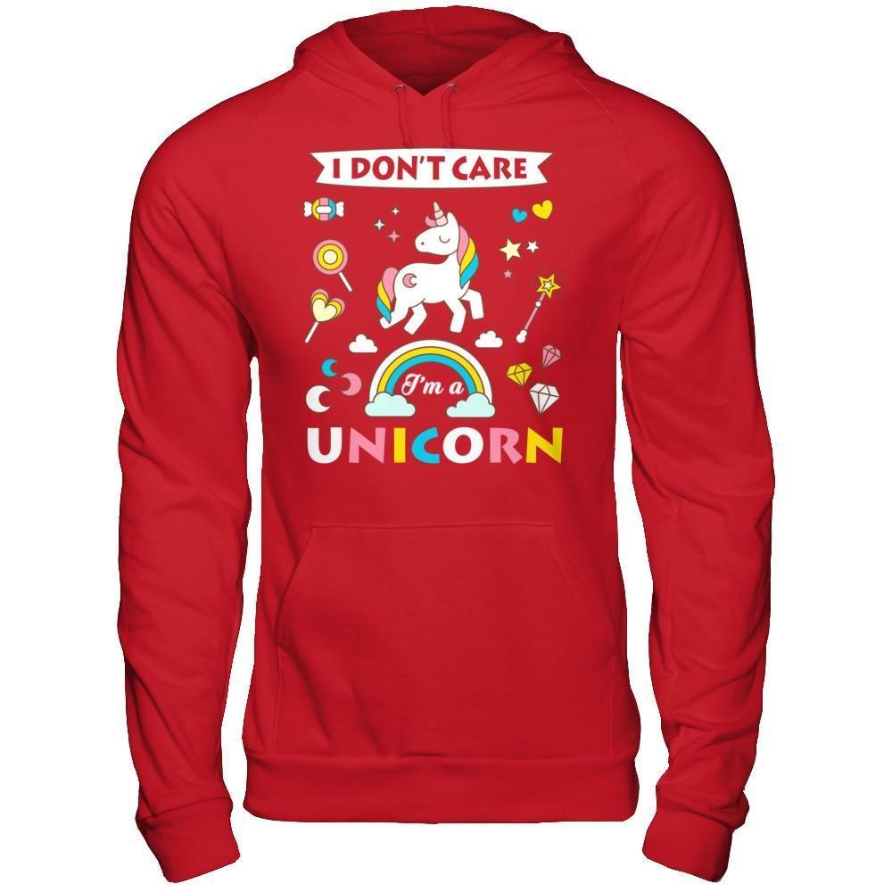 I Dont Care I'am A Unicorn-T-Shirt & Hoodie-Pullover Hoodie-Red