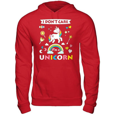 I Dont Care I'am A Unicorn-T-Shirt & Hoodie-Pullover Hoodie-Red
