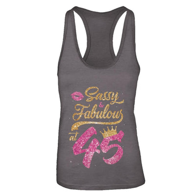 Sassy And Fabulous At 45th 1976 Birthday Gift-T-Shirt & Tank Top-Women's Ideal Racerback Tank-Dark Grey