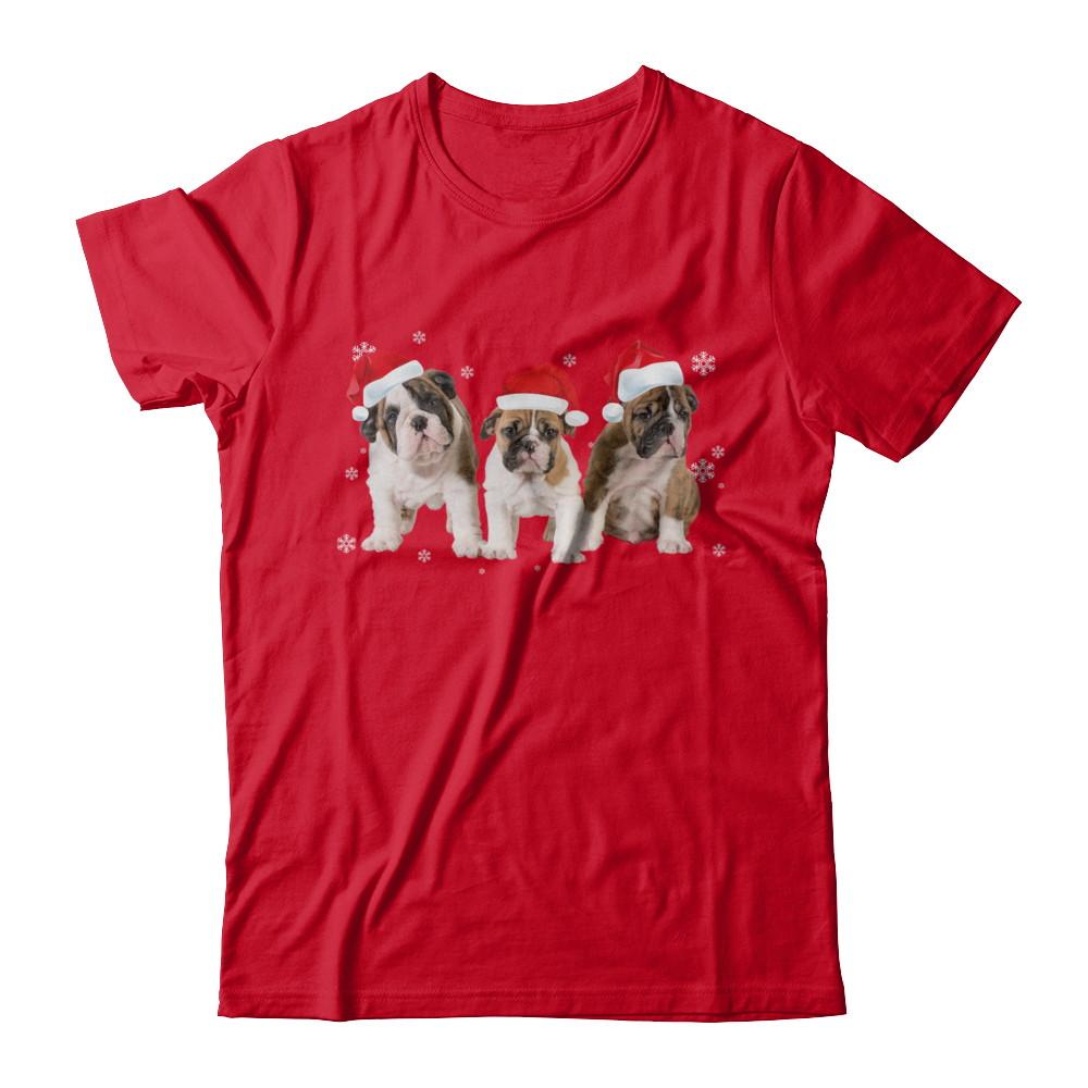 Funny Bulldogs Puppies Christmas Dog Gift-T-Shirt & Hoodie-Premium T-Shirt-Red
