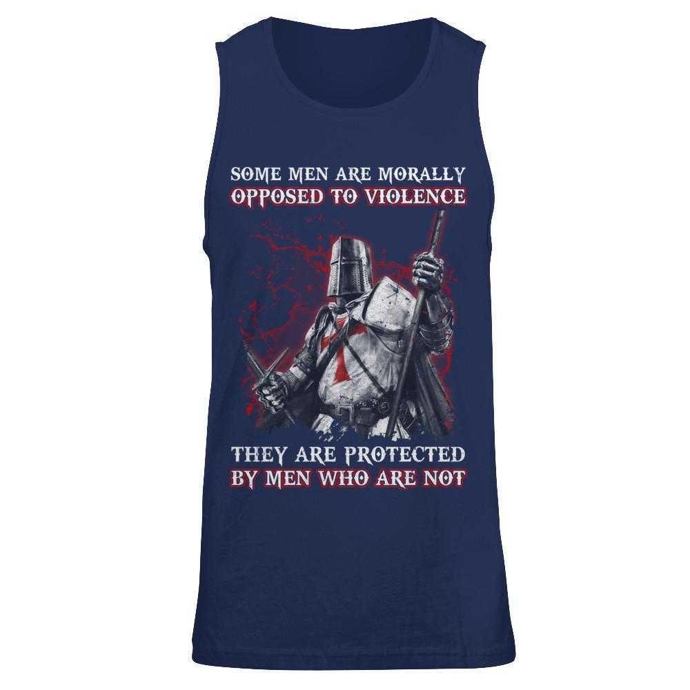 Knight Templar Men Opposed To Violence They Are Protected By Men Who Are Not-T-Shirt & Hoodie-Unisex Tank-Navy
