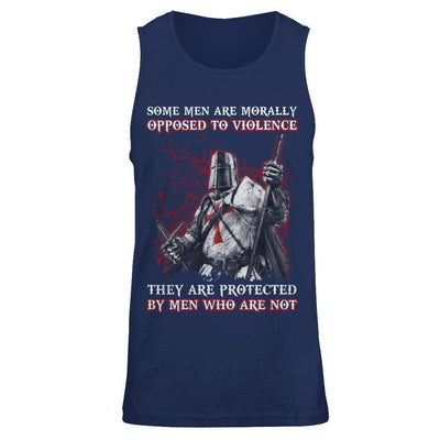 Knight Templar Men Opposed To Violence They Are Protected By Men Who Are Not-T-Shirt & Hoodie-Unisex Tank-Navy