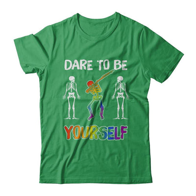 Dare To Be Yourself Funny Lgbt Skeleton-T-Shirt & Hoodie-Premium T-Shirt-Kelly Green