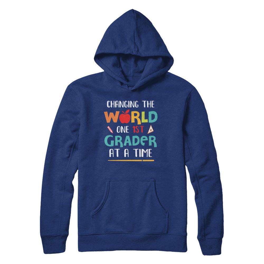 Changing The World One 1st Grader Back To School Teacher-T-Shirt & Hoodie-Pullover Hoodie-Deep Royal