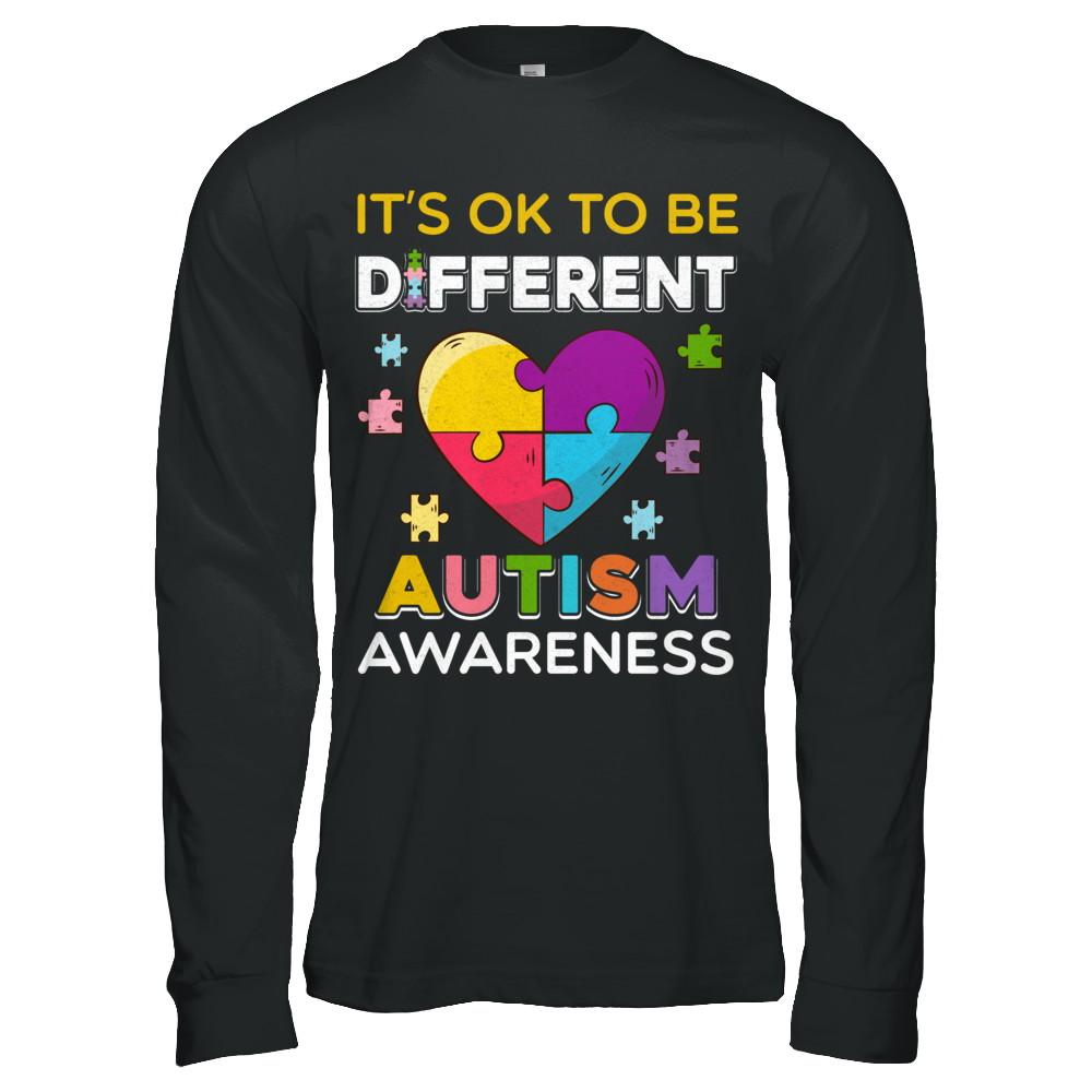 It's Ok To Be Different Autism Awareness Gift 2018-T-Shirt & Hoodie-Long Sleeve T-Shirt-Black
