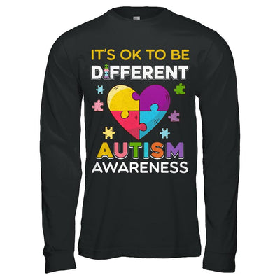 It's Ok To Be Different Autism Awareness Gift 2018-T-Shirt & Hoodie-Long Sleeve T-Shirt-Black