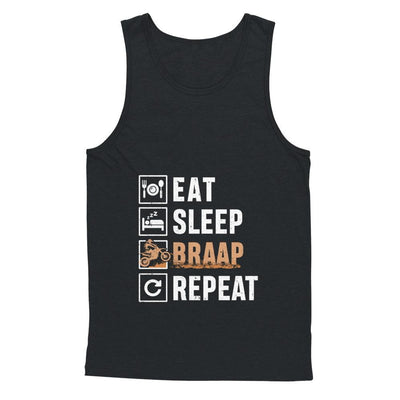 Eat Sleep Braap Repeat Motocross Dirt Bike-T-Shirt & Hoodie-Unisex Tank-Black