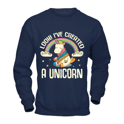 Look I've Created A Unicorn-T-Shirt & Hoodie-Crewneck Sweatshirt-Navy