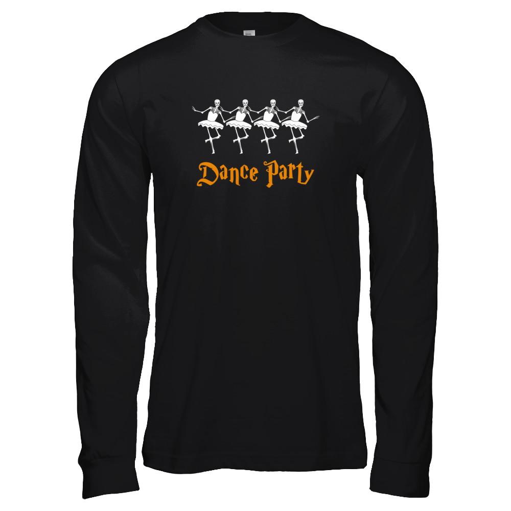 Ballet Skeleton Dance Party Happy Halloween-T-Shirt & Tank Top-Long Sleeve T-Shirt-Black