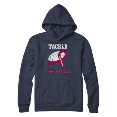 Football Survivor Tackle Burgundy Multiple Myeloma Awareness-T-Shirt & Hoodie-Pullover Hoodie-Navy