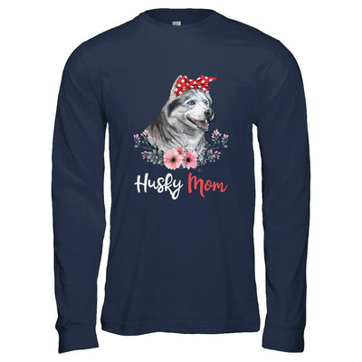 Husky Mom Gift For Women Dog Lover-T-Shirt & Hoodie-Long Sleeve T-Shirt-Navy