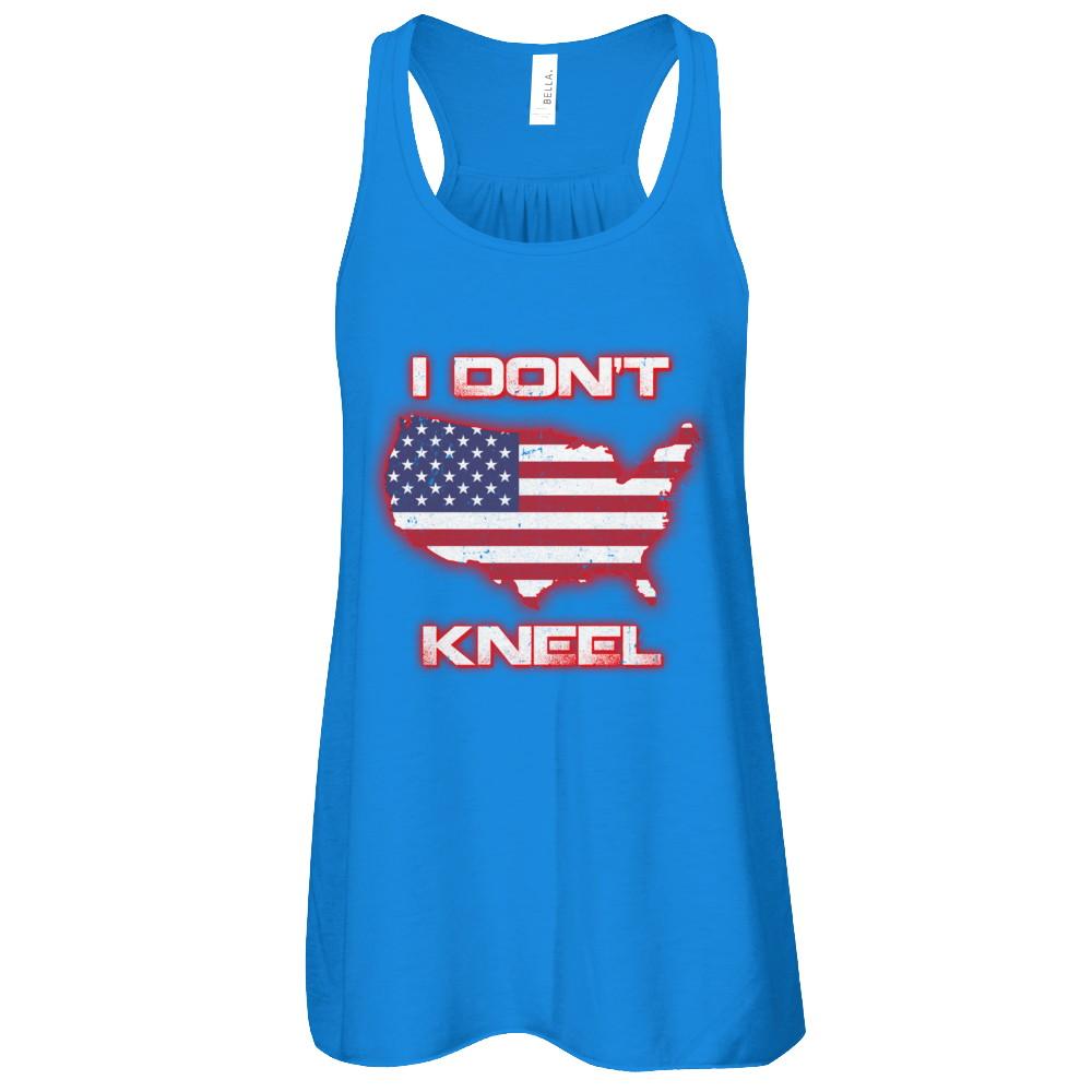 I Don't Kneel Us American Flag-T-Shirt & Tank Top-Women's Flowy Racerback Tank-True Royal