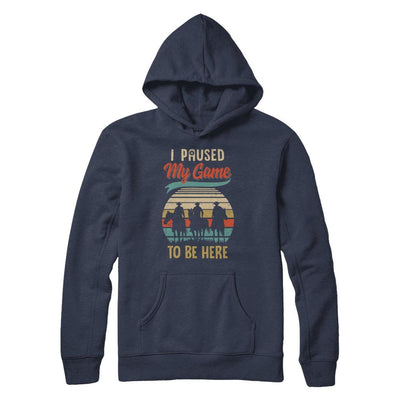 Vintage Cowboy I Paused My Game To Be Here For Gamers-T-Shirt & Hoodie-Pullover Hoodie-Navy
