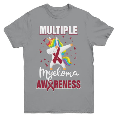 Inspirational Multiple Myeloma Awareness Unicorn Support Youth-Youth Shirt-Youth T-Shirt-Sport Grey