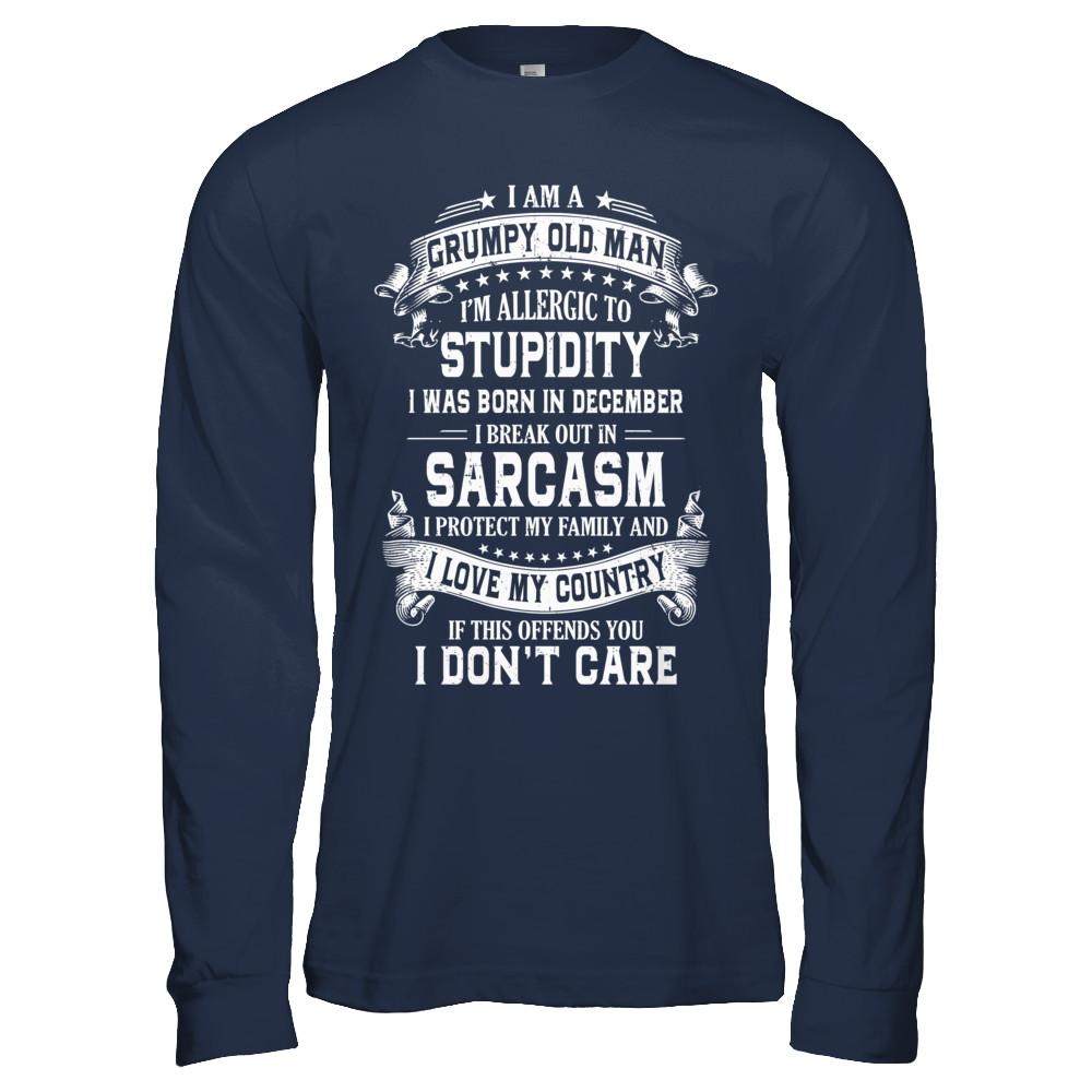 I Am A Grumpy Old Man I Was Born In December Birthday-T-Shirt & Hoodie-Long Sleeve T-Shirt-Navy
